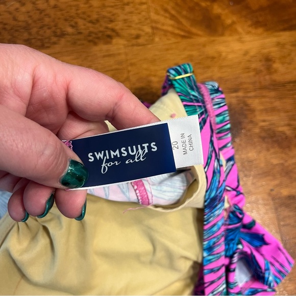 Swimsuits for all pink blue floral tankini top size 20 underwire - Picture 3 of 7